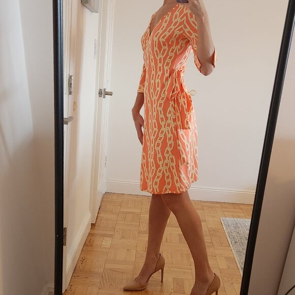 JB by Julie Brown orange wrap dress, size medium - Picture 2 of 8